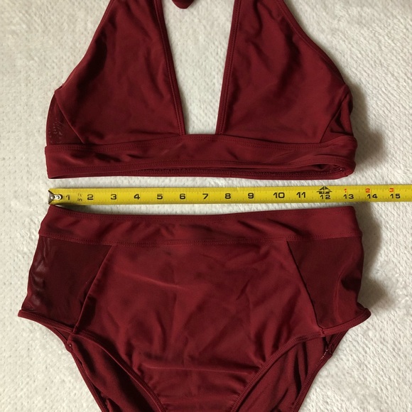 Maroon high waisted mesh side bikini - Picture 3 of 5